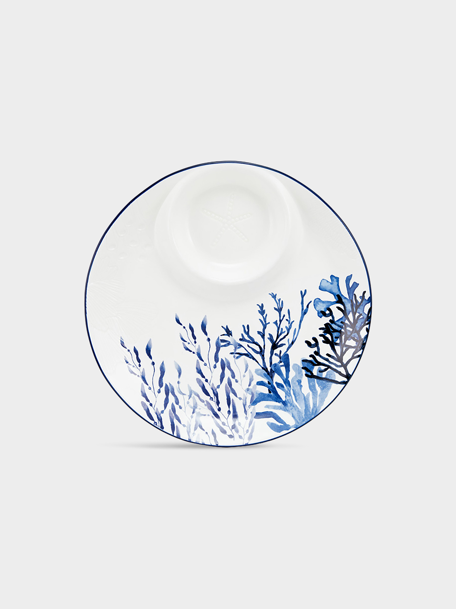 Блюдо, 32 см, керамика К, белое, круглое, Синие кораллы, Blue Coral