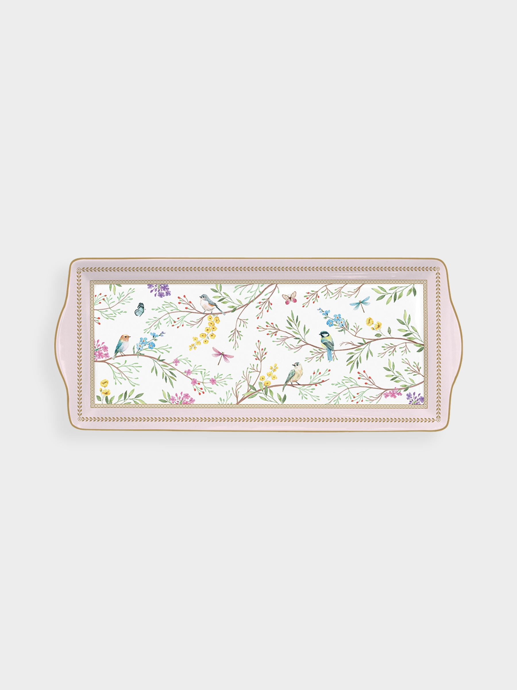 Блюдо, 35x15 см, прямоугольное, Пение птиц