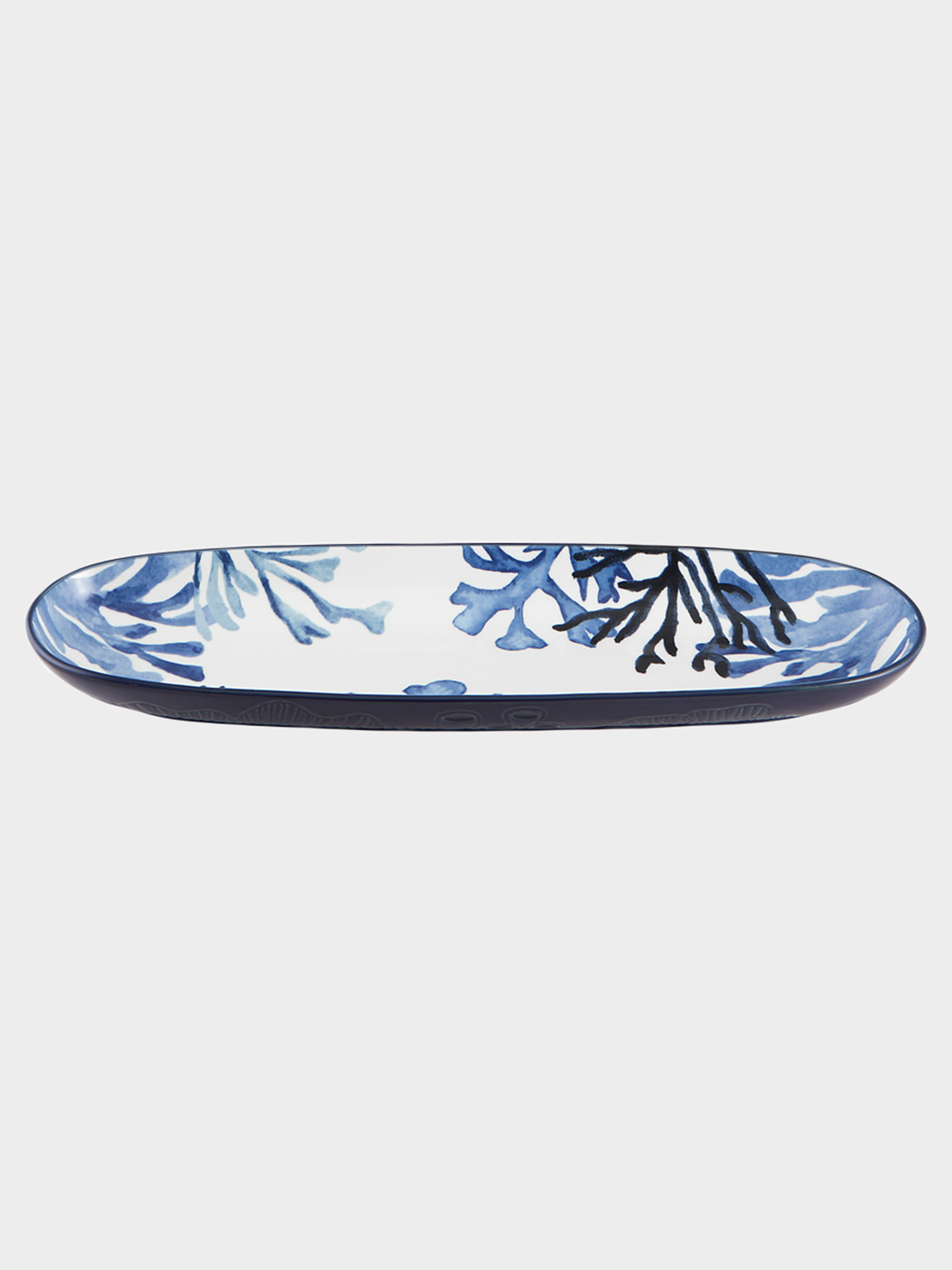 Блюдо, 40х12,5 см, керамика К, белое, овальное, Синие кораллы, Blue Coral