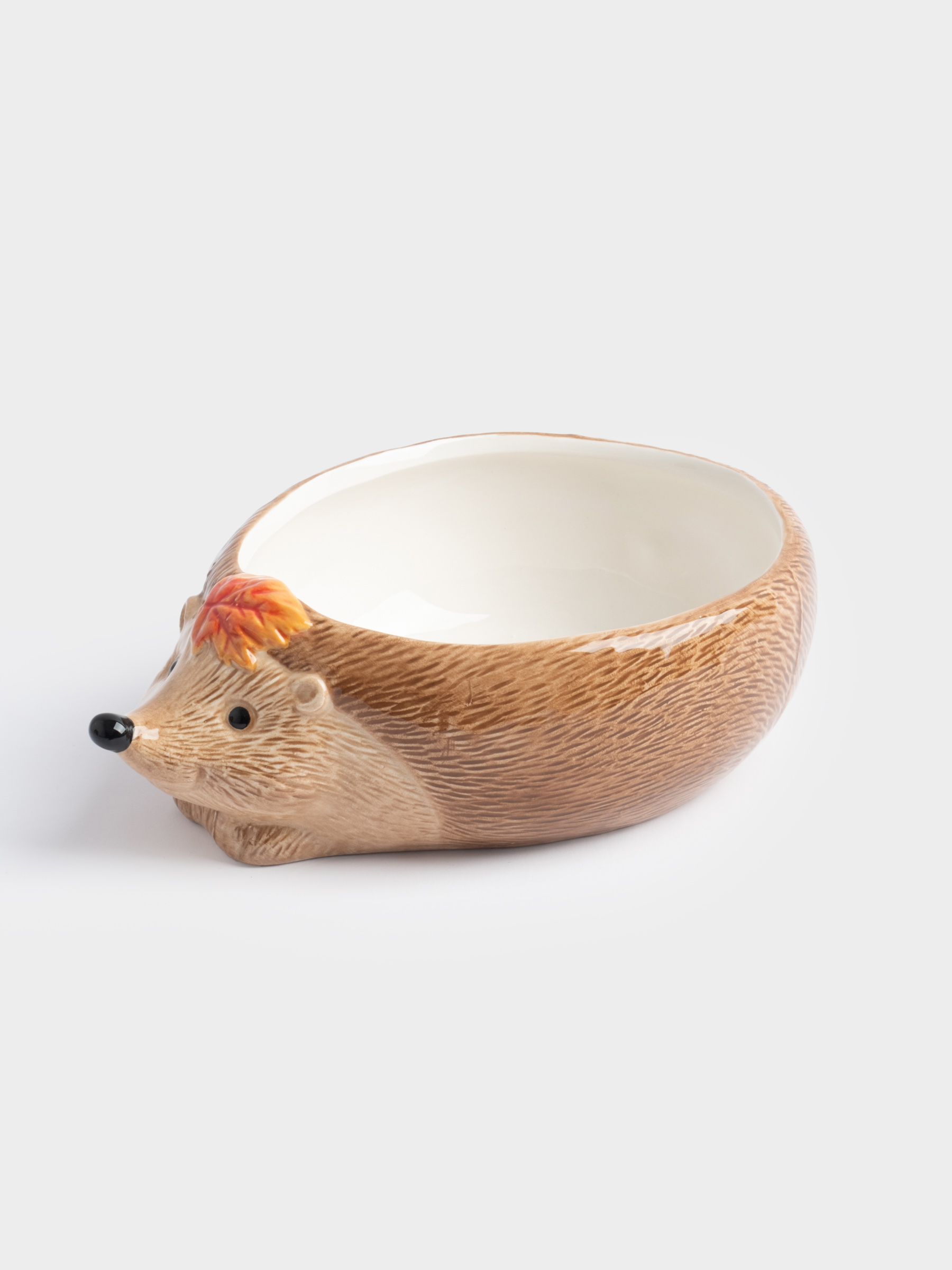 Конфетница, 21х15 см, керамика, коричневая, Еж с листом, Autumn forest