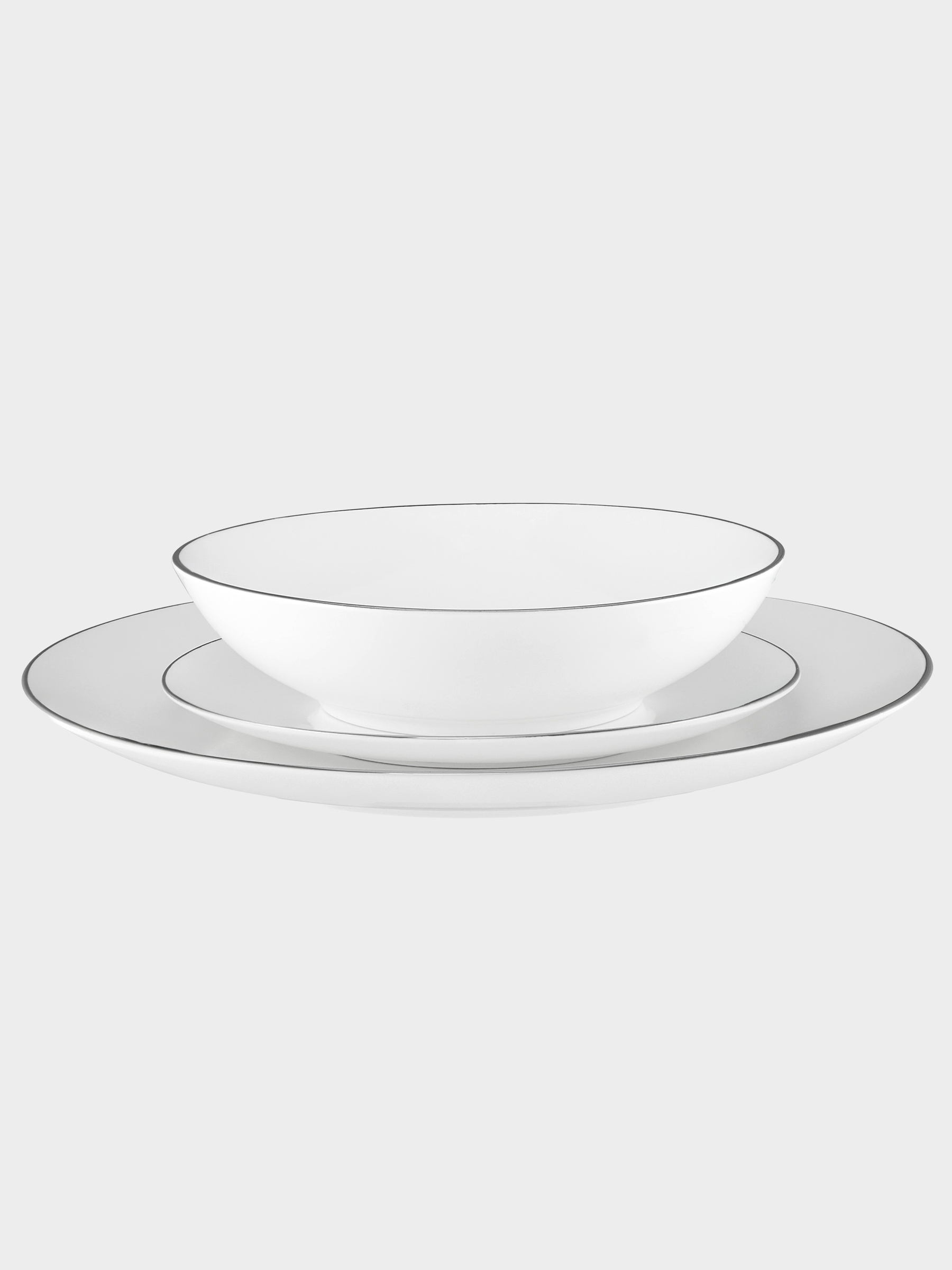 Сервиз обеденный, 4 перс, 12 пр, фарфор P, белый, с серебристым кантом, White Platinum