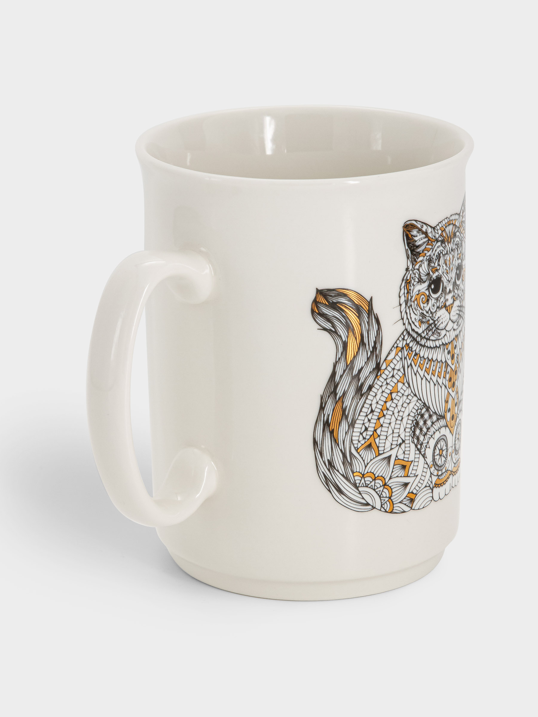 Кружка, 415 мл, фарфор N, белая, Кот, Wild