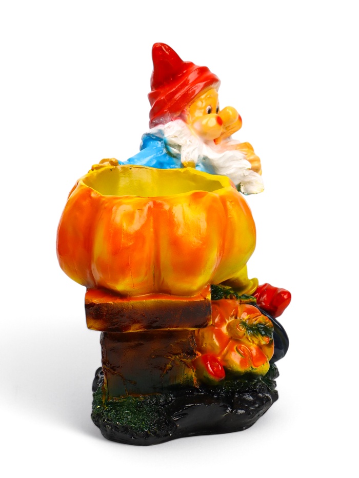 Фигурное кашпо для цветов «Гном с тыквой», 40×31×20 см, гипс