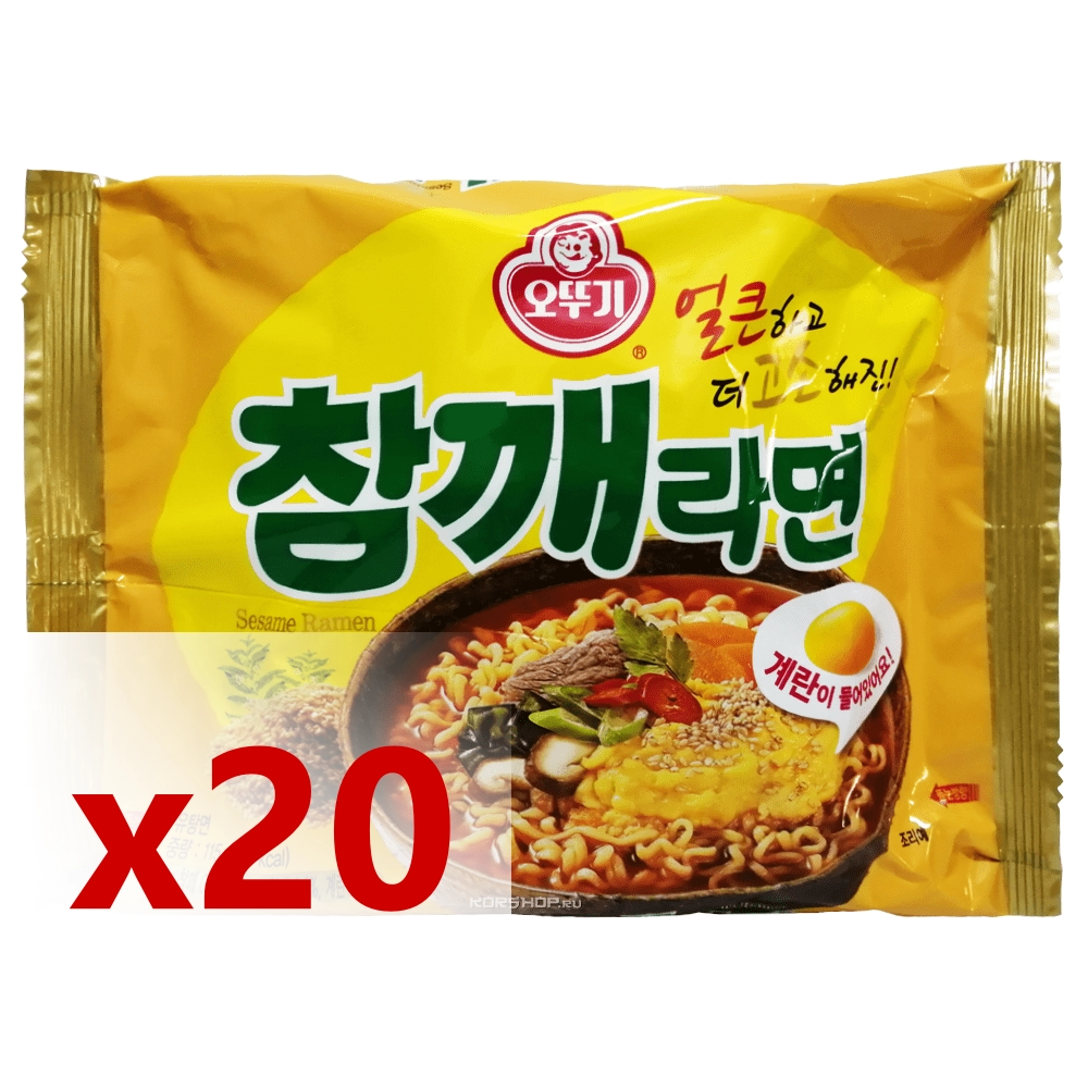 1 кор. Лапша б/п со вкусом жареного кунжута Чамке Рамен/Sesame Ramen Ottogi, Корея, 115 г*20 шт (коробка) Акция