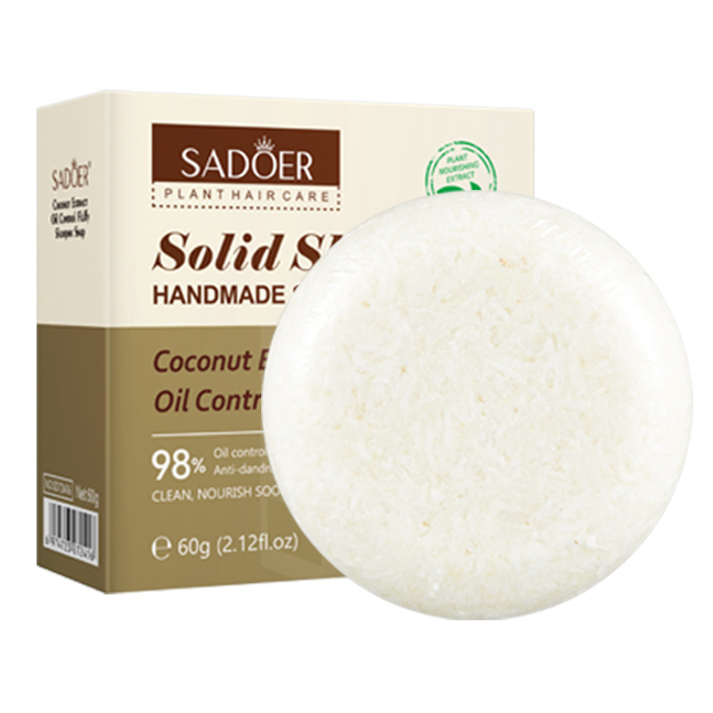 Твердый шампунь с экстрактом кокоса SADOER Solid Shampoo Handmade Soap Coconut Extract, 60 гр