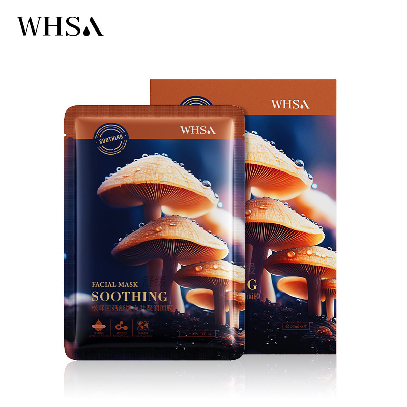 Успокаивающая тканевая маска с грибом мацутакэ Whsa Matsutake Mushroom, коробка 30 мл×5 шт.