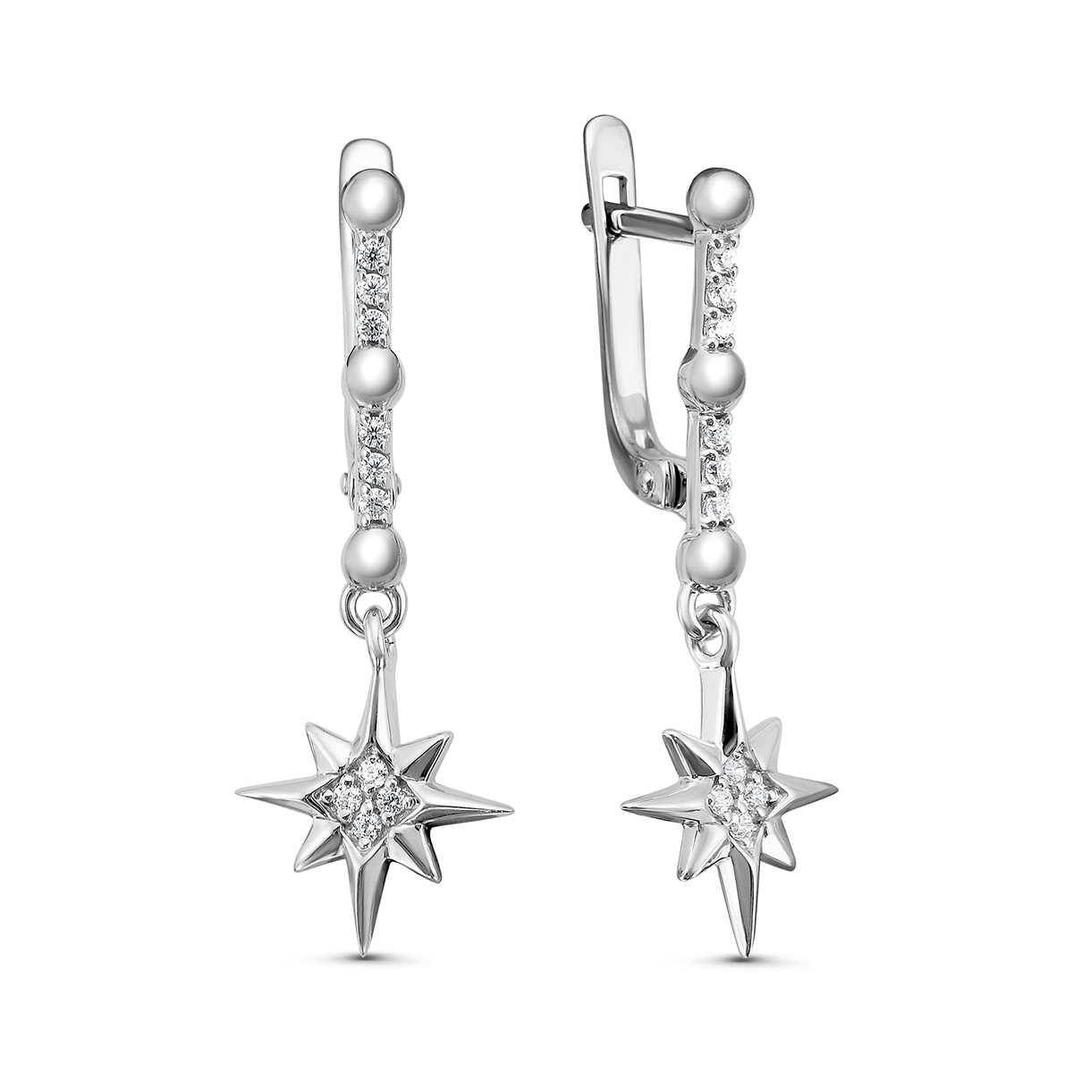 Серьги из серебра с фианитами родированные 925 пробы С-3661-Р