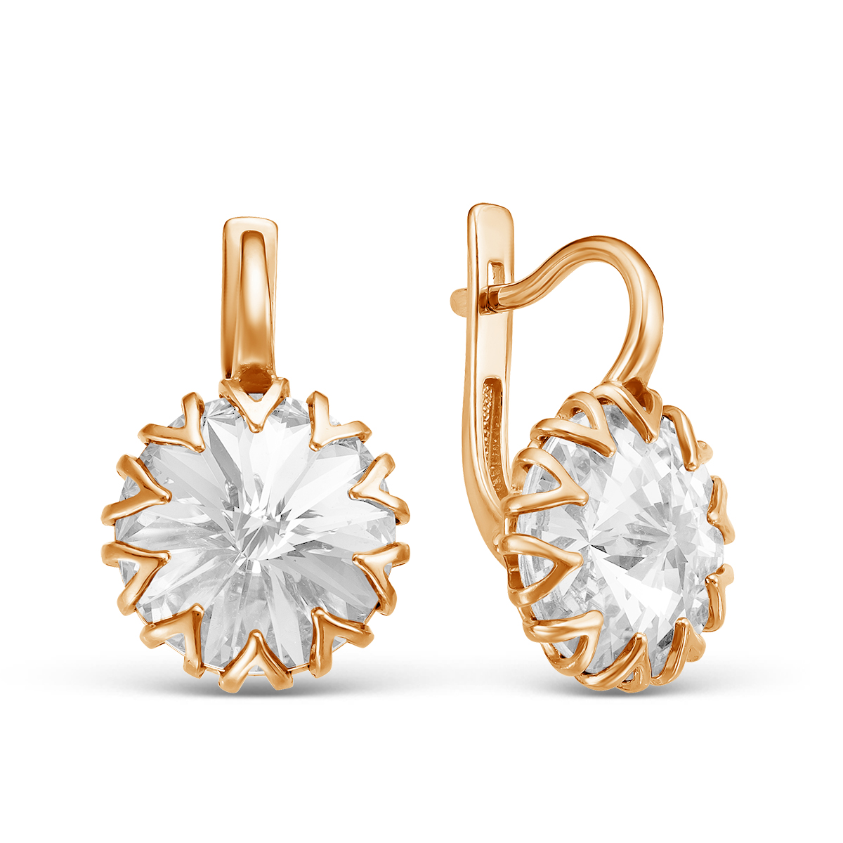 Серьги из золочёного серебра с кристаллами Swarovski Бесцветный 925 пробы 0004сз-001