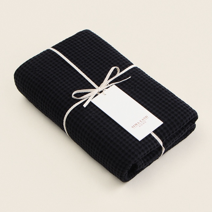 Полотенце вафельное SL HOME: Linen «Дарк Маре», 60×140 см, чёрное