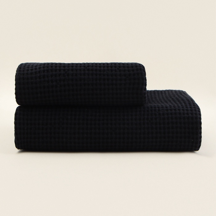 Полотенце вафельное SL HOME: Linen «Дарк Маре», 60×140 см, чёрное