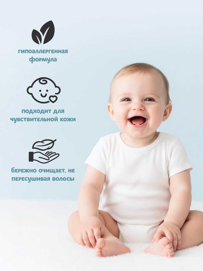 Шампунь для волос детский «Непоседа», Д-пантенол, шиповник, лен, 400 мл