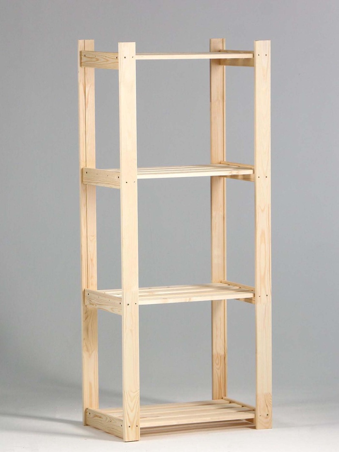 Стеллаж деревянный, 4 полки, 150×64×37.5 см, сосна, усиленный, напольный, «Добропаровъ»