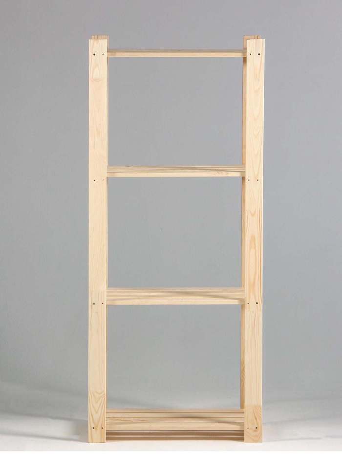 Стеллаж деревянный, 4 полки, 150×64×37.5 см, сосна, усиленный, напольный, «Добропаровъ»