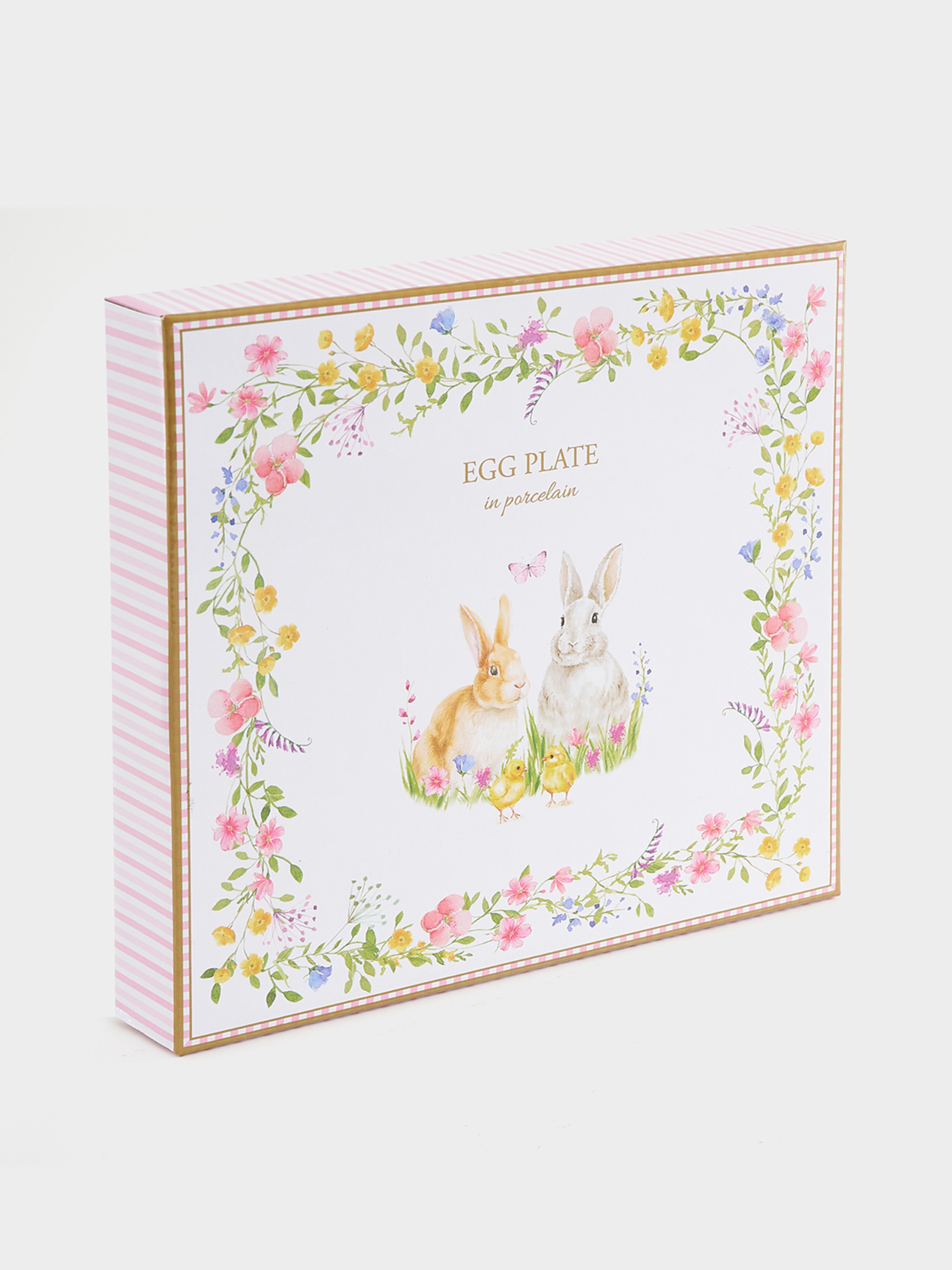 Блюдо для яиц, 21 см, 6 отд, фарфор P, белое, Кролики и цветы, Happy Easter