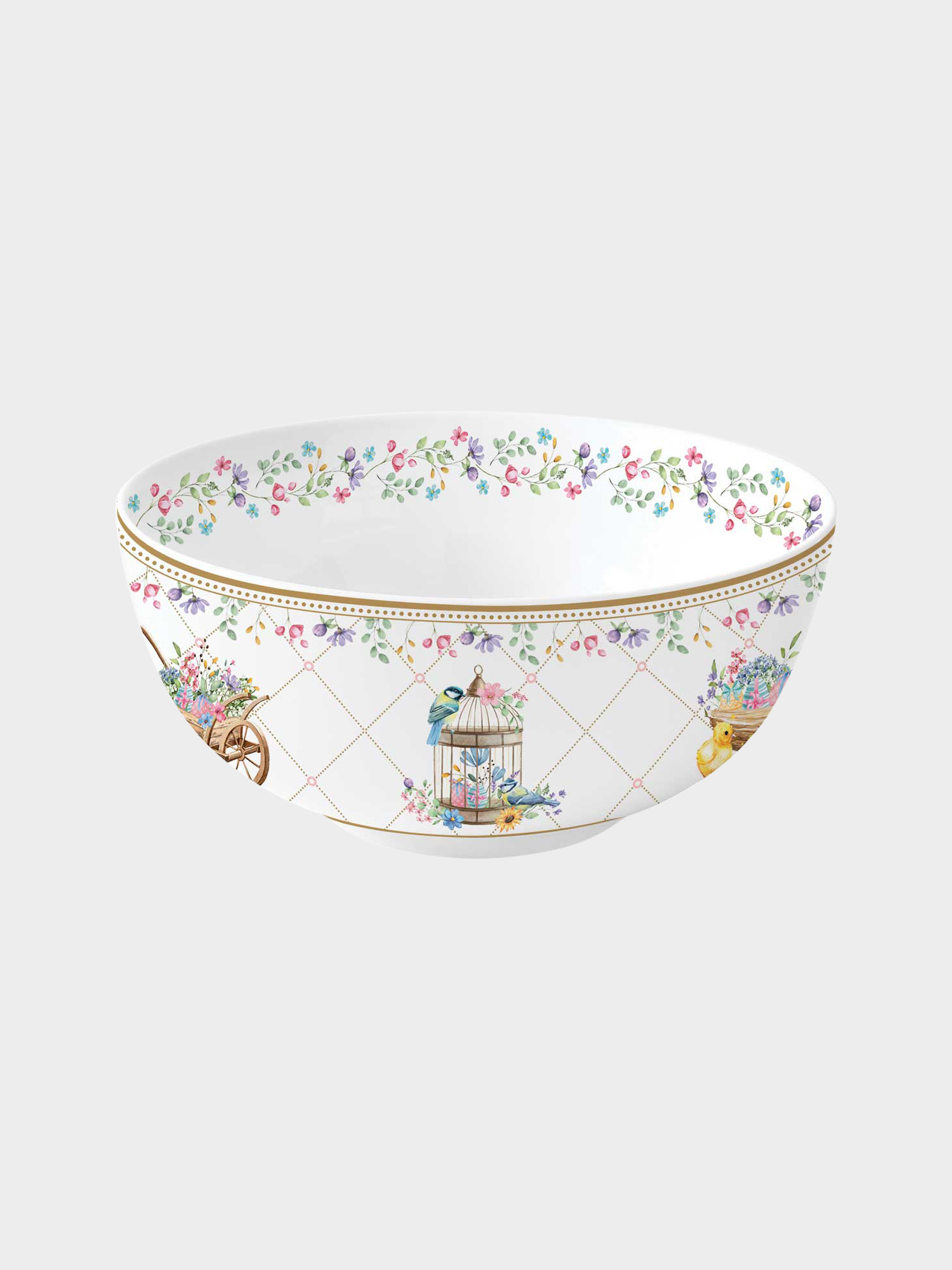 Салатник, 15х8 см, 600 мл, фарфор P, белый, Кролики и цыплята, Spring Bloom
