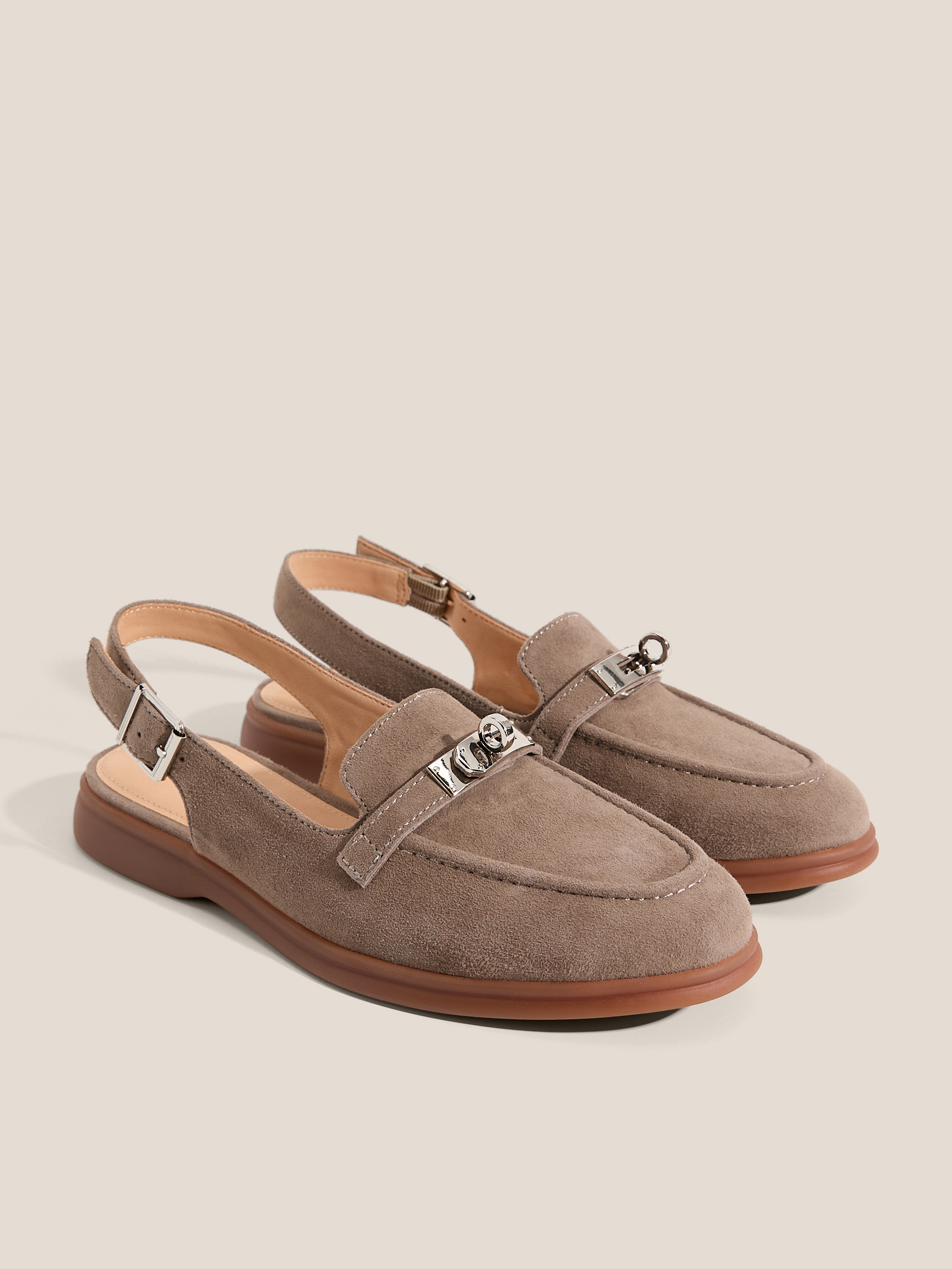 Женские лоферы с открытой пяткой (слинг-бэк) TENDANCE 4752801, серо-коричневый