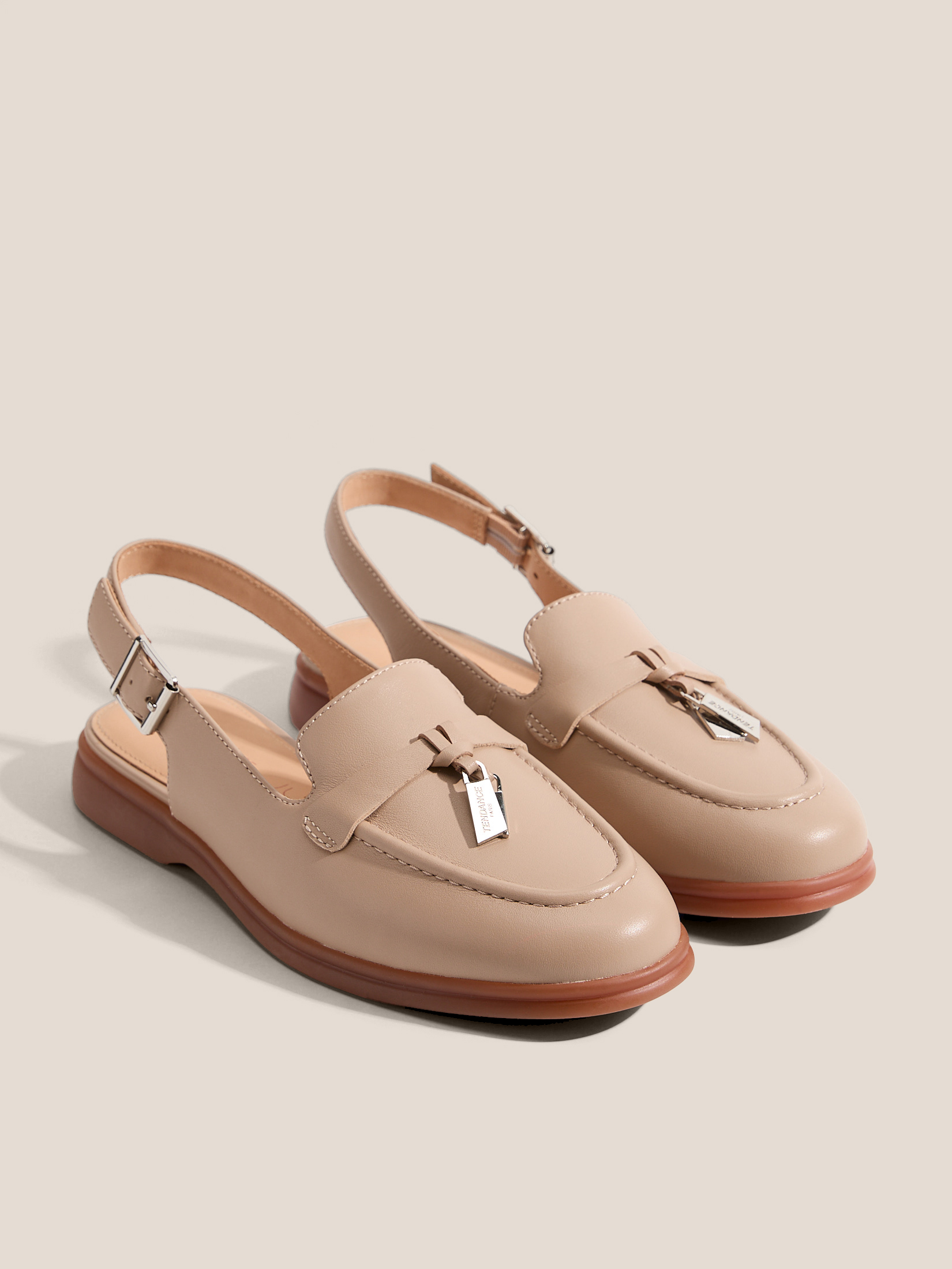 Женские лоферы с открытой пяткой (слинг-бэк) TENDANCE 4751842, коричнево-бежевый