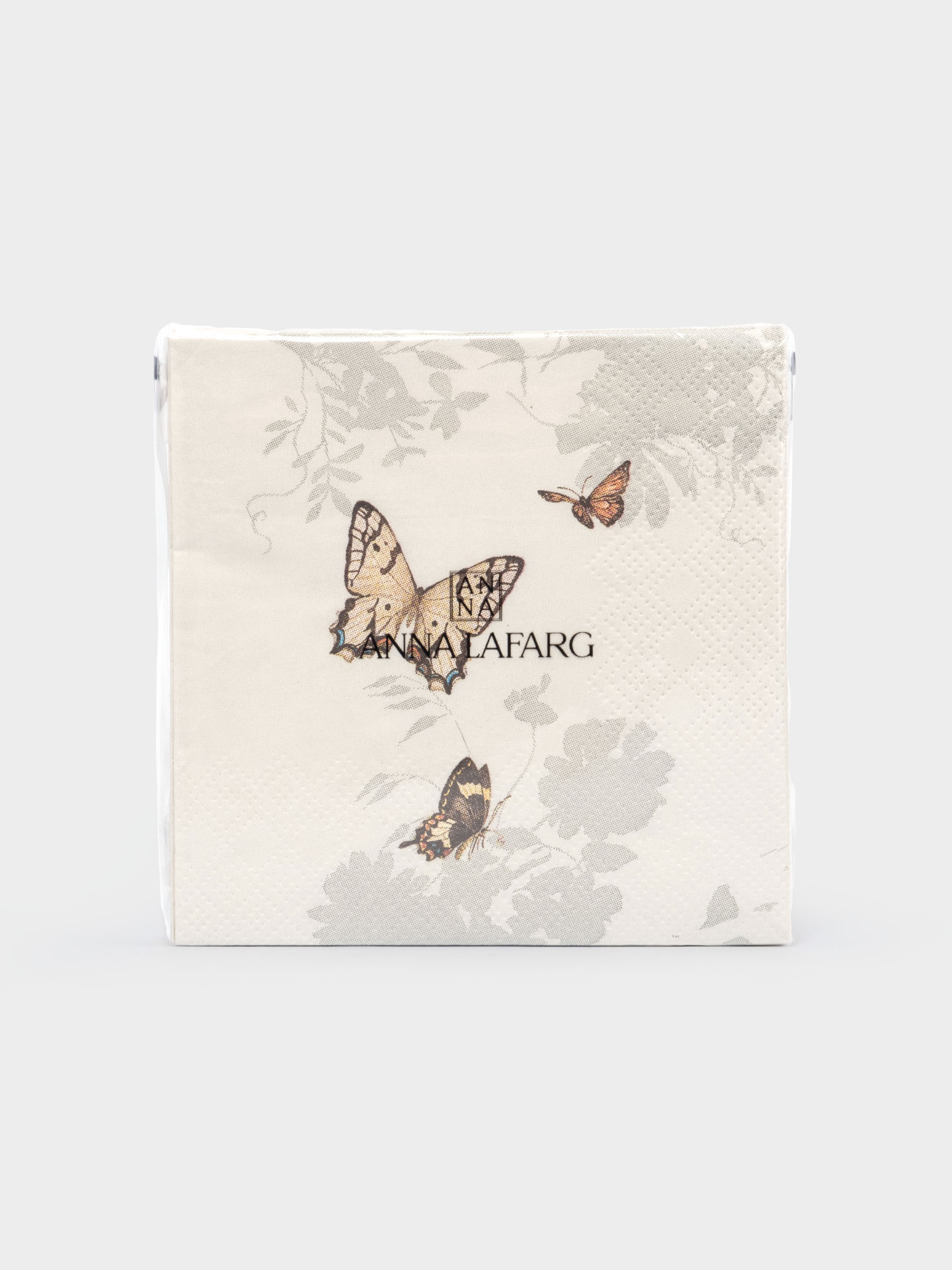 Салфетки бумажные, 21х21 см, 20 шт, квадратные, белые, Бабочки, Butterfly garden