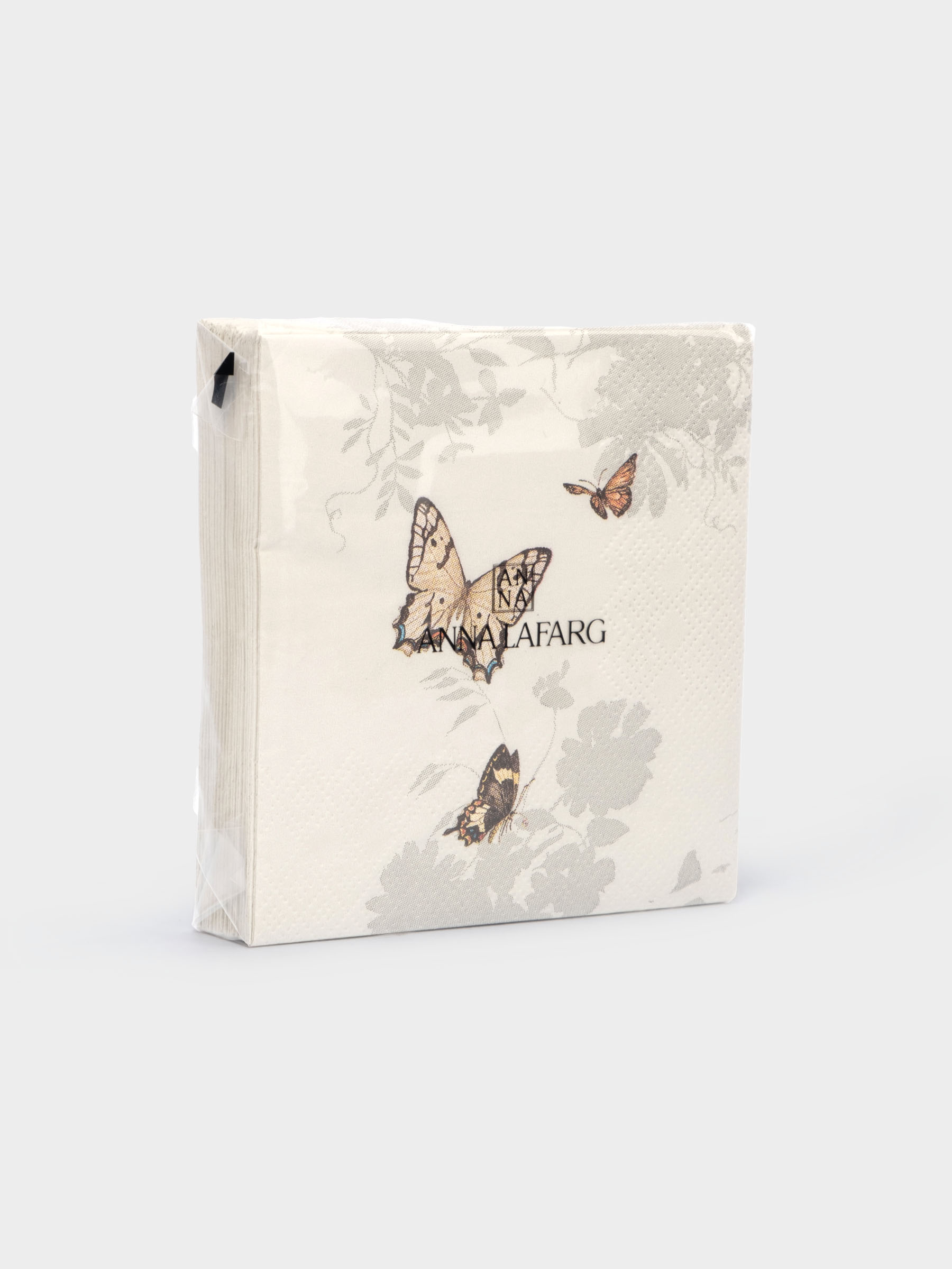 Салфетки бумажные, 21х21 см, 20 шт, квадратные, белые, Бабочки, Butterfly garden
