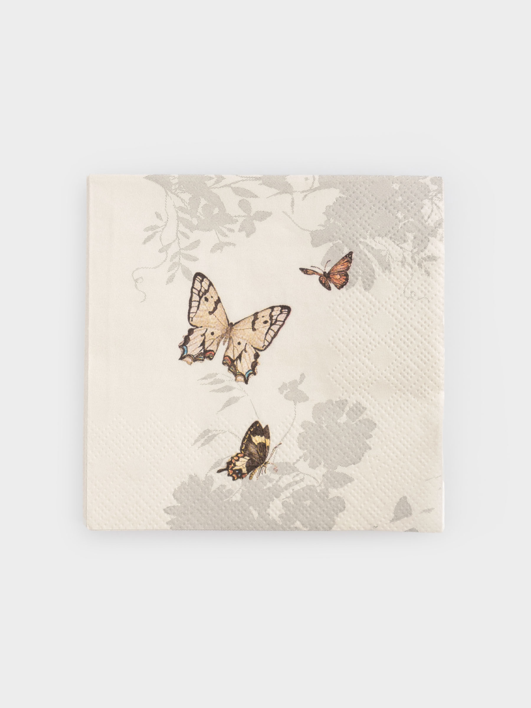 Салфетки бумажные, 21х21 см, 20 шт, квадратные, белые, Бабочки, Butterfly garden