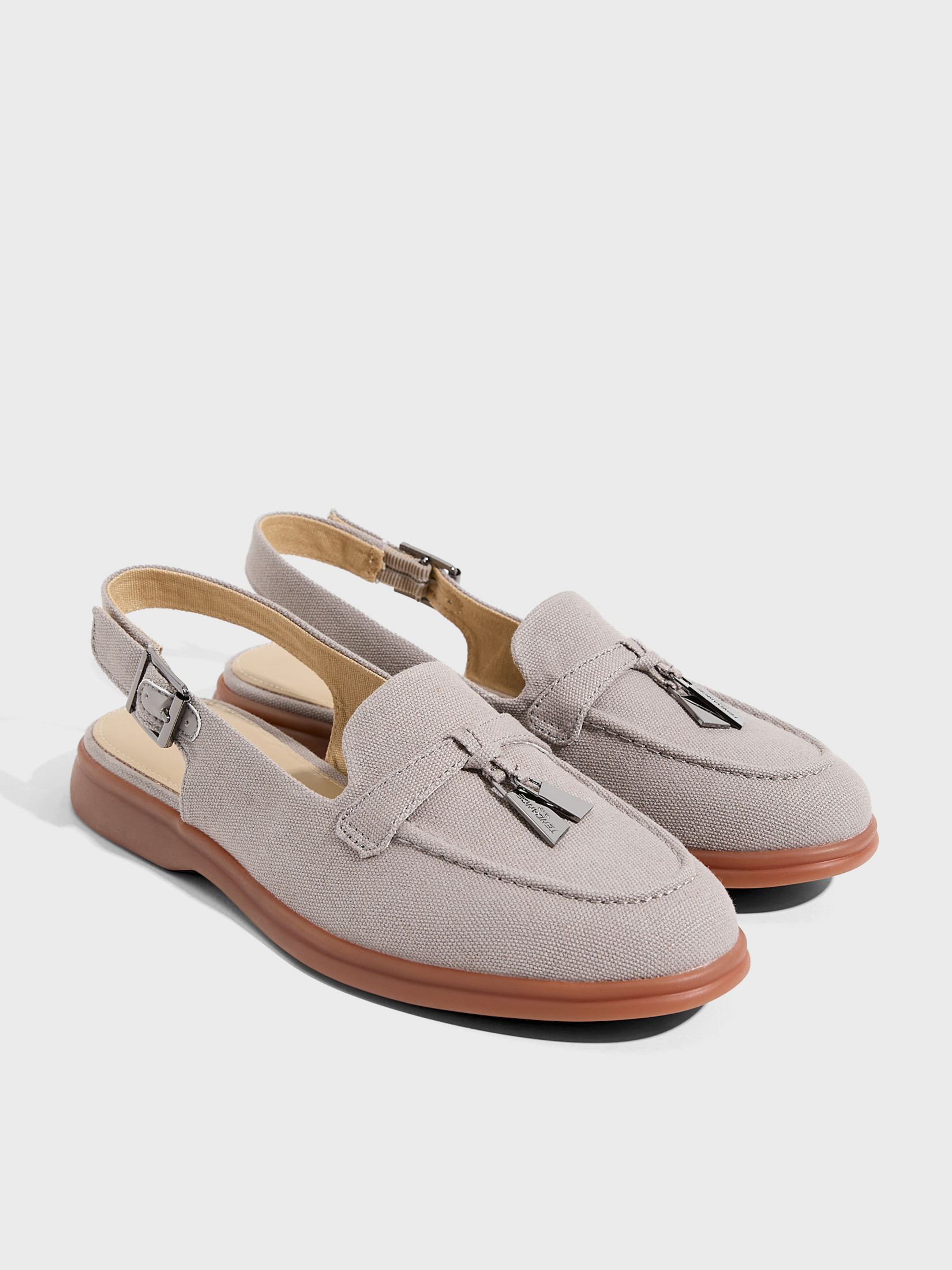 Женские лоферы с открытой пяткой (слинг-бэк) TENDANCE 4752081, коричнево-серый