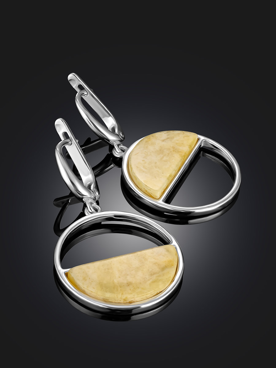 Яркие серьги из натурального янтаря на английском замке «Монако»