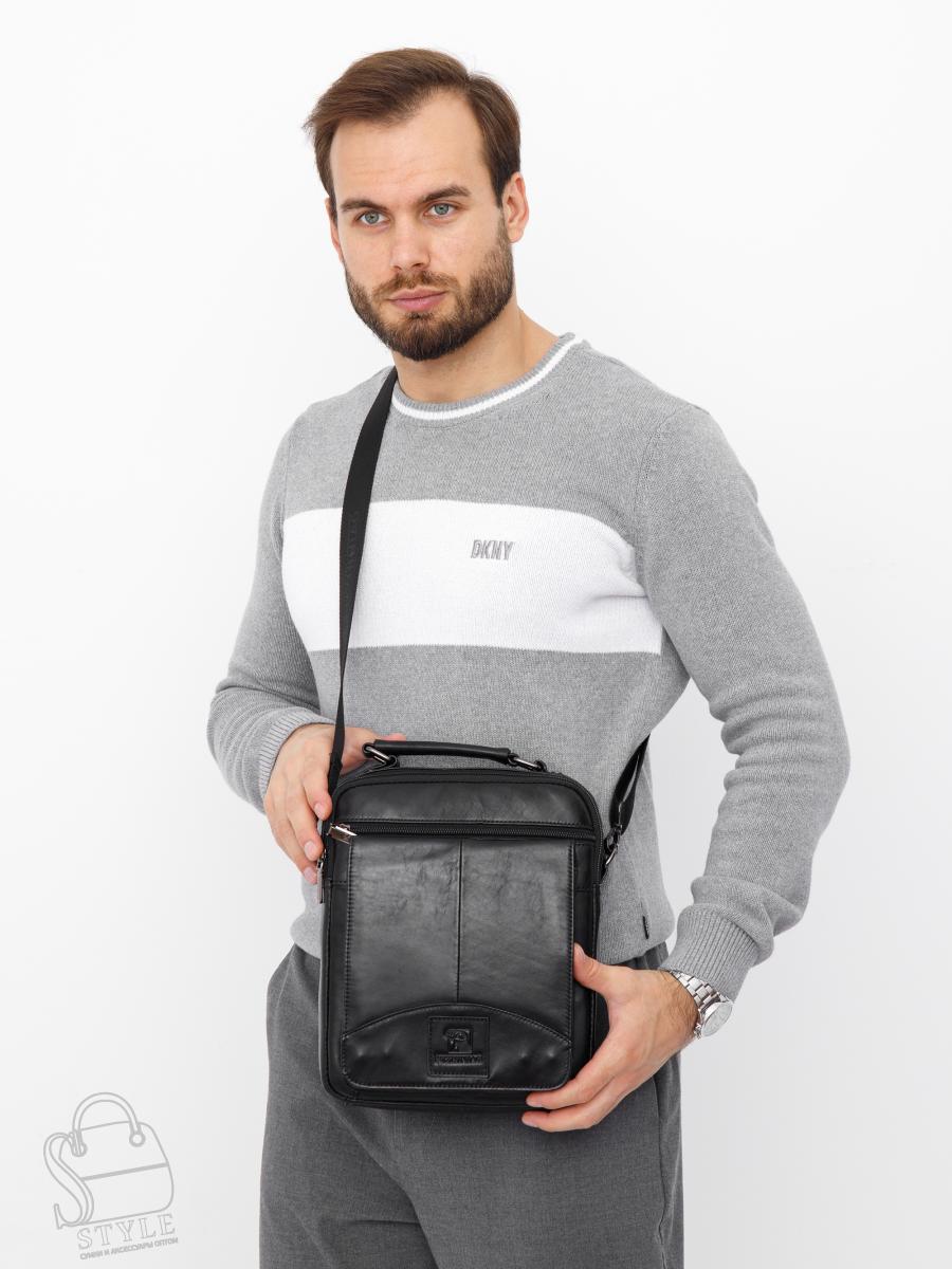 Сумка мужская кожаная 604M black Fuzhiniao