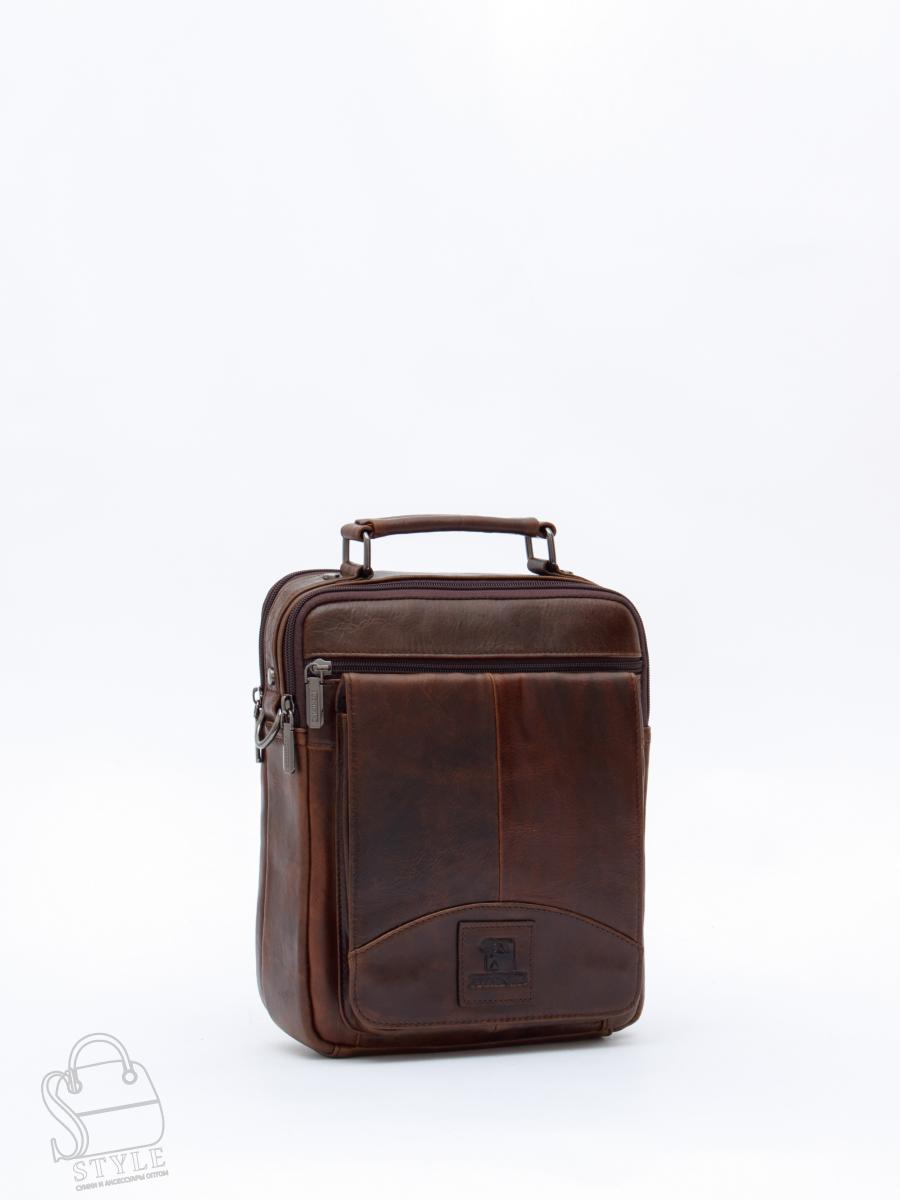 Сумка мужская кожаная 604M brown Fuzhiniao