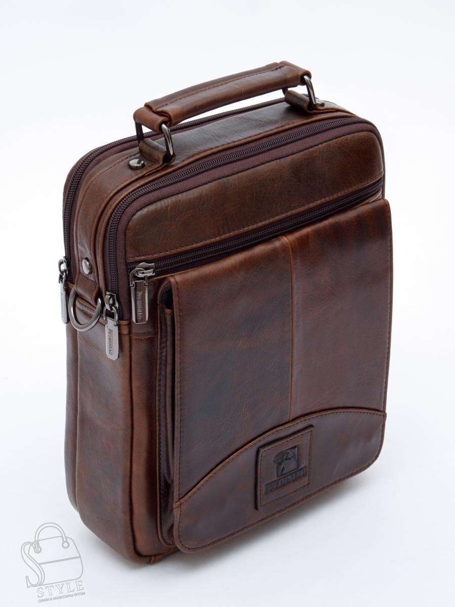 Сумка мужская кожаная 604M brown Fuzhiniao