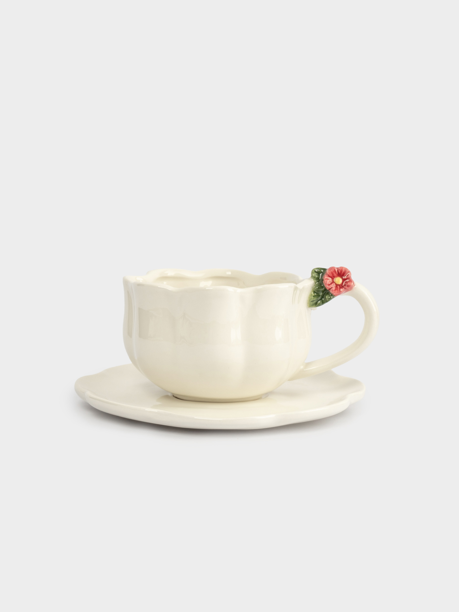 Пара чайная, 1 перс, 2 пр, 360 мл, керамика, молочная, Цветок, Gentle flower