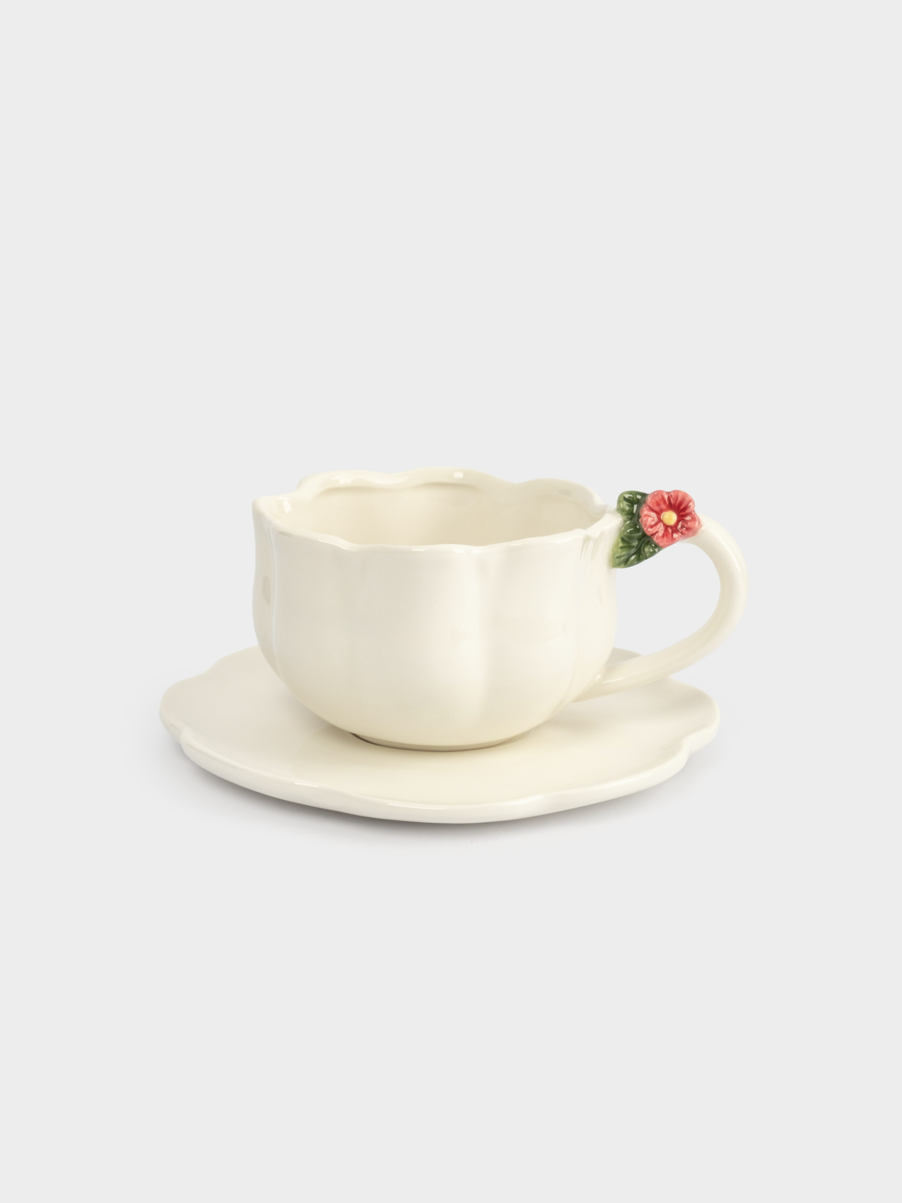 Пара чайная, 1 перс, 2 пр, 360 мл, керамика, молочная, Цветок, Gentle flower
