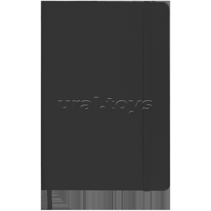 Записная книжка A6 160л, в точку, кремовая бумага 70 г/м², твердая обложка из искусственной кожи с покрытием Soft Touch, черная