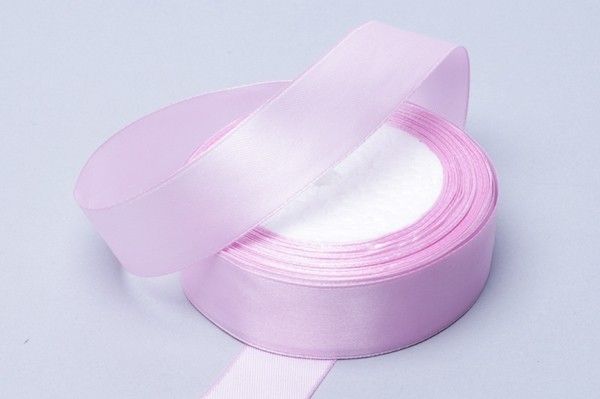 Лента атласная 25 мм - сиреневая пастель, бобина 25 ярд
